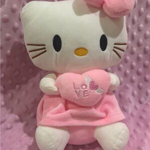 Sanrio Hello Kitty Plush in White and Pink Holding Heart